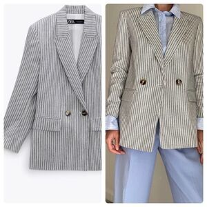 ZARA Striped Rustic Blazer New